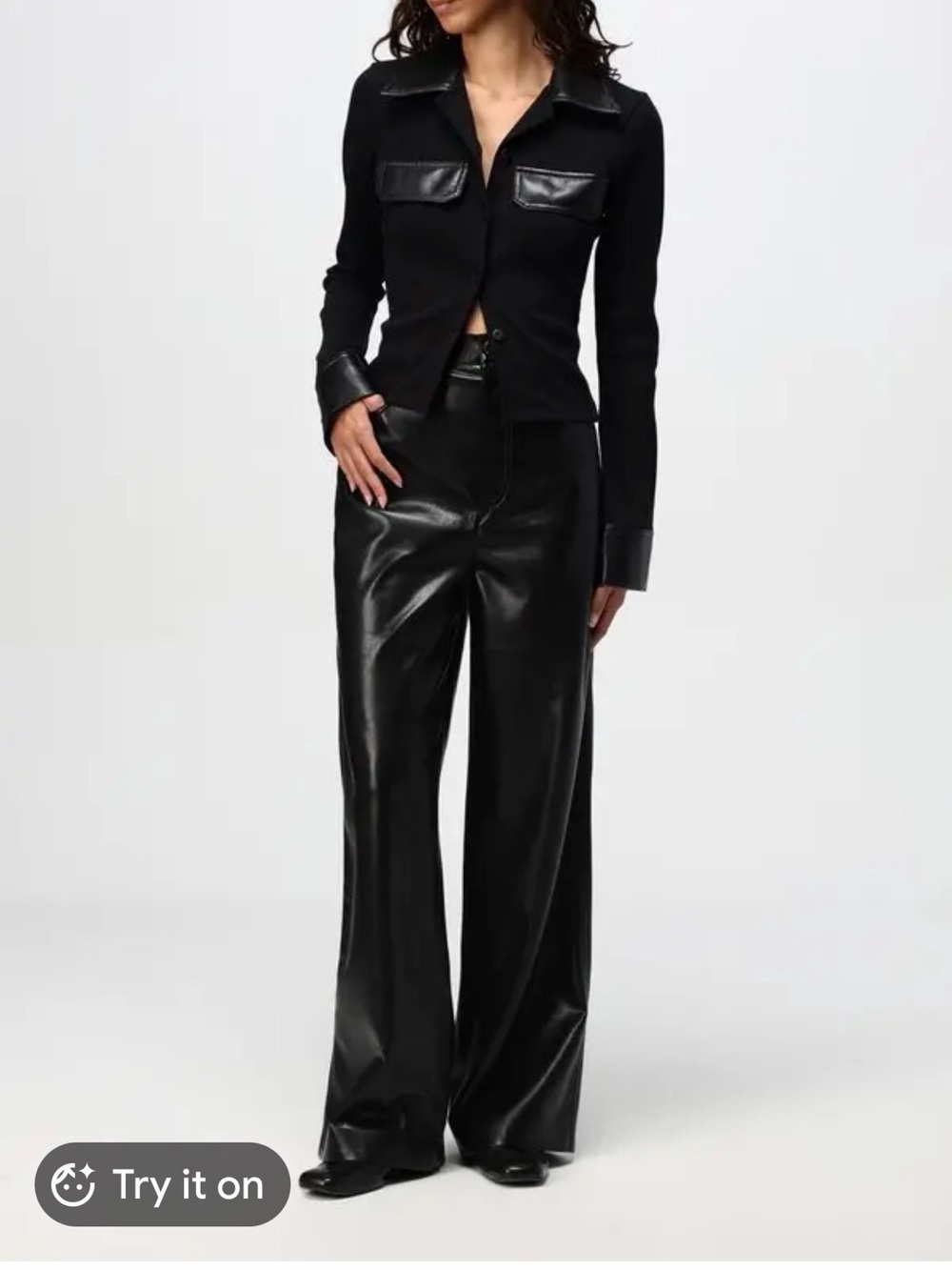 Nanushka Raina shirt with vegan trim